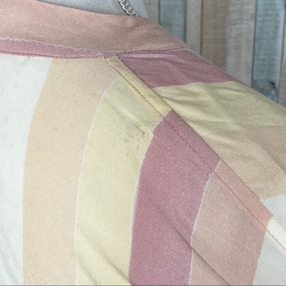 Rails XS Sunrise Stripe Pastel Button Down Tie Front Crop Thea Top Blouse - Picture 6 of 15